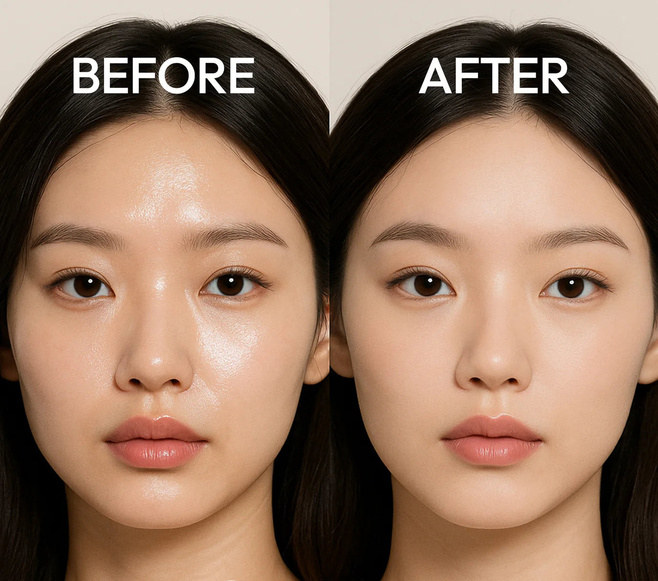 Before After Comparision Oil Control Powder